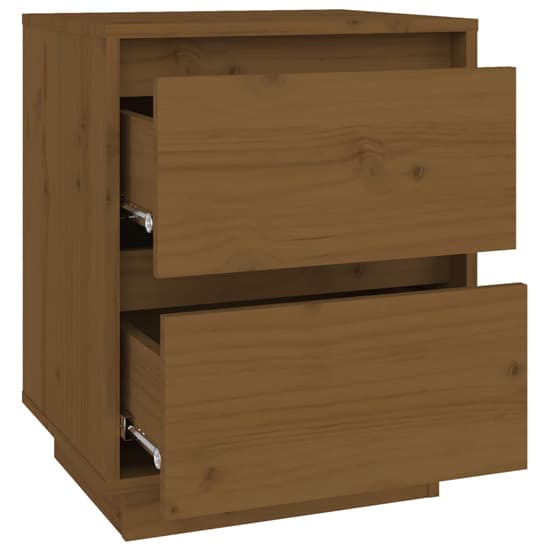 Aoife Pine Wood Bedside Cabinet With 2 Drawers In Honey Brown