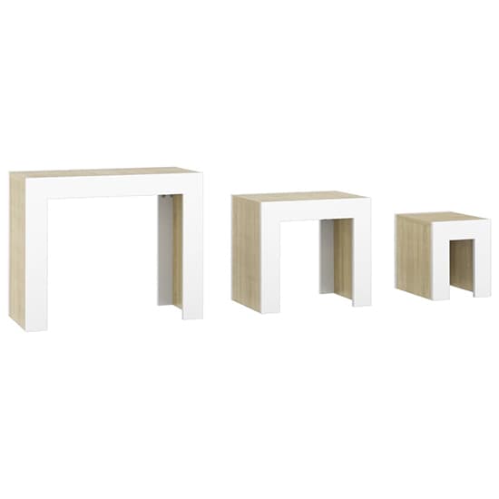 FURCO Aolani Nesting Tables Set of 3 in White and Sonoma Oak - Versatile Living Room Furniture