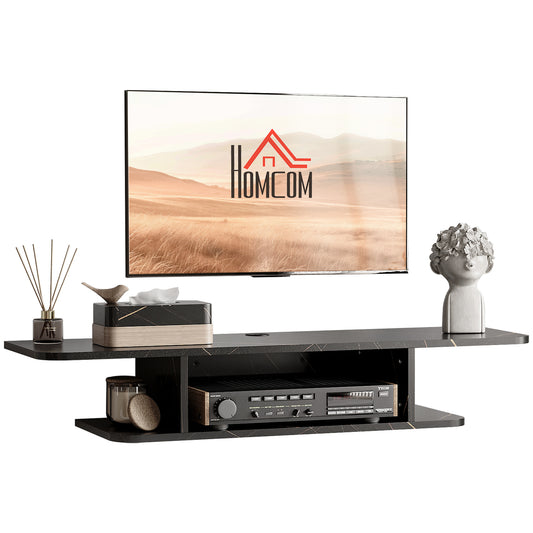 HOMCOM loating TV Unit Stand for TVs up to 40", Wall Mounted Media Console with Storage Shelf, Entertainment Center, Black