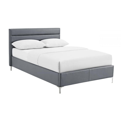 Saltash PU Double Bed Chrome T Legs - Grey - Nestium