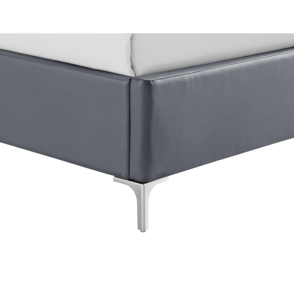 Saltash PU Double Bed Chrome T Legs - Grey - Nestium