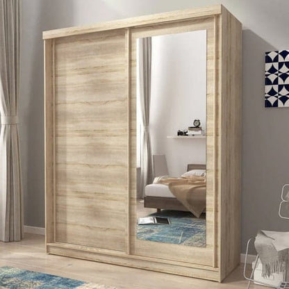 Large Sonoma Oak Mirrored Sliding Door Wardrobe with Ample Storage