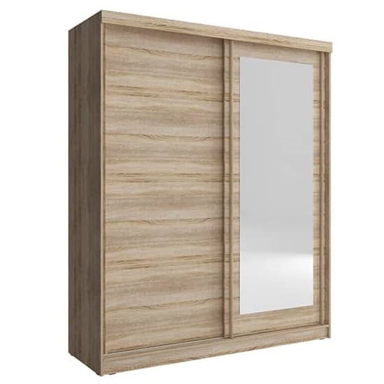 Large Sonoma Oak Mirrored Sliding Door Wardrobe with Ample Storage