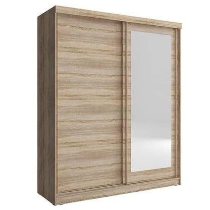 Large Sonoma Oak Mirrored Sliding Door Wardrobe with Ample Storage