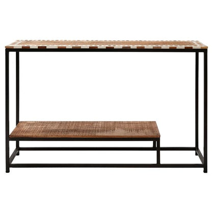 Artok Wooden Console Table With Black Metal Legs In Natural