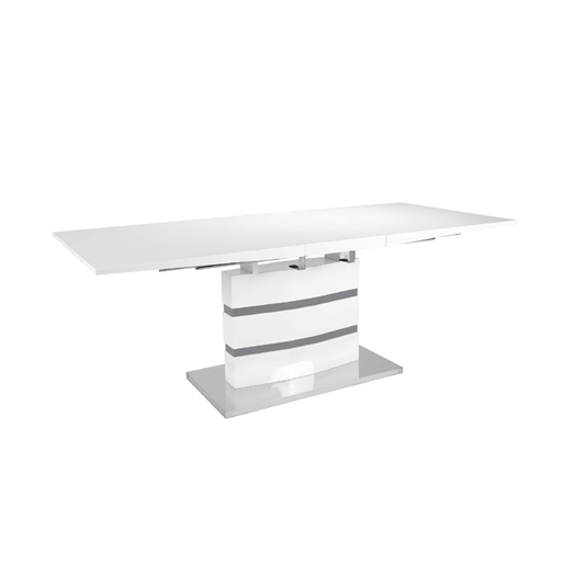 Quince Extending Dining Table - Grey High Gloss with Chrome Base