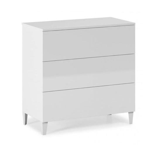 Saltash High Gloss Chest with 3 Drawers - White - Nestium