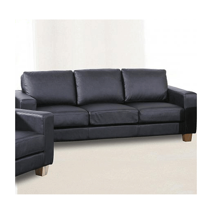 Buxton Chesterfield 3 Seater Sofa in PU Leather - Black - Nestium