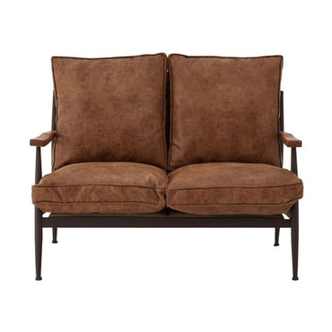 Ashbling Upholstered 2 Seater Leather Sofa In Brown