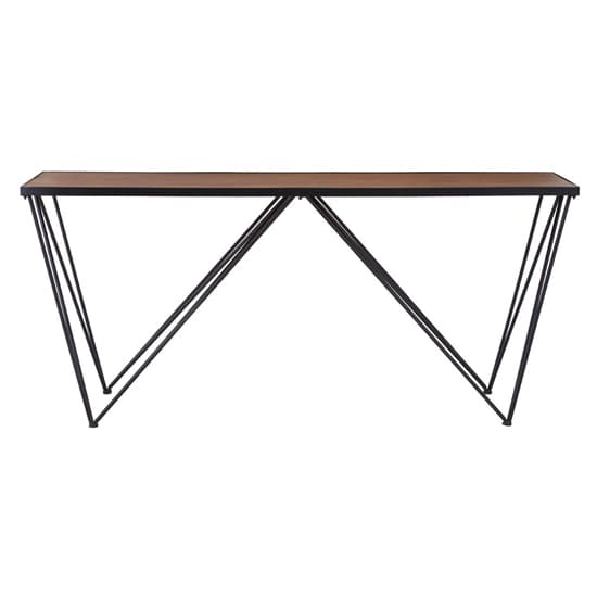 Ashbling Wooden Console Table With Black Metal Frame In Natural