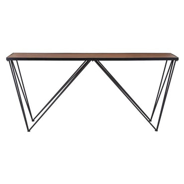 Ashbling Wooden Console Table With Black Metal Frame In Natural