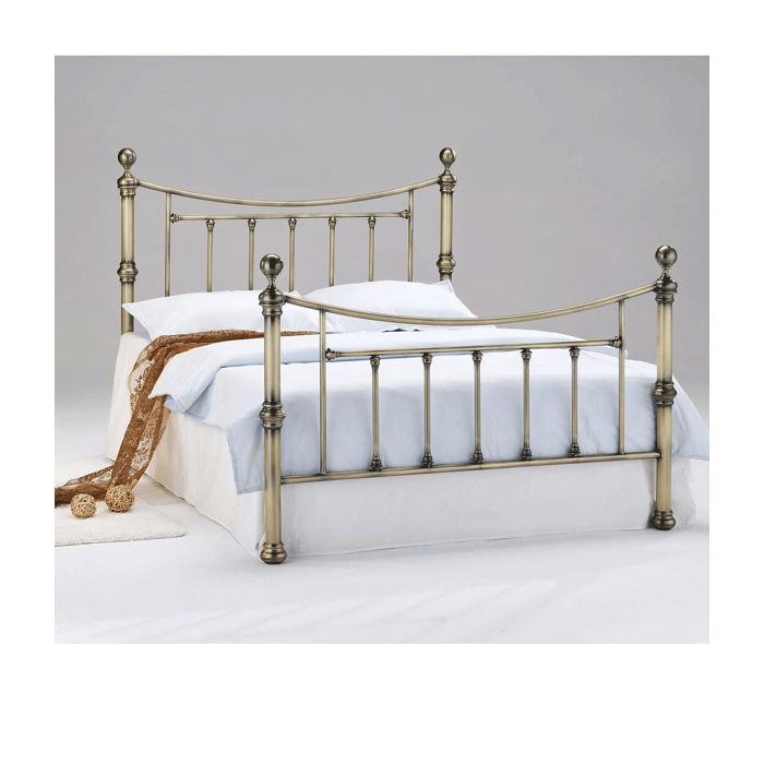 Royal Helston Metal Frame Double Bed - Antique Brass - Nestium