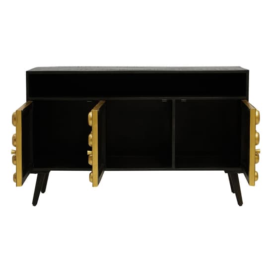 Atria Wooden Sideboard With 3 Doors In Black And Gold