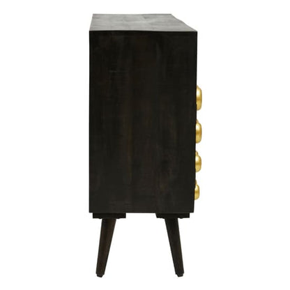 Atria Wooden Sideboard With 3 Doors In Black And Gold