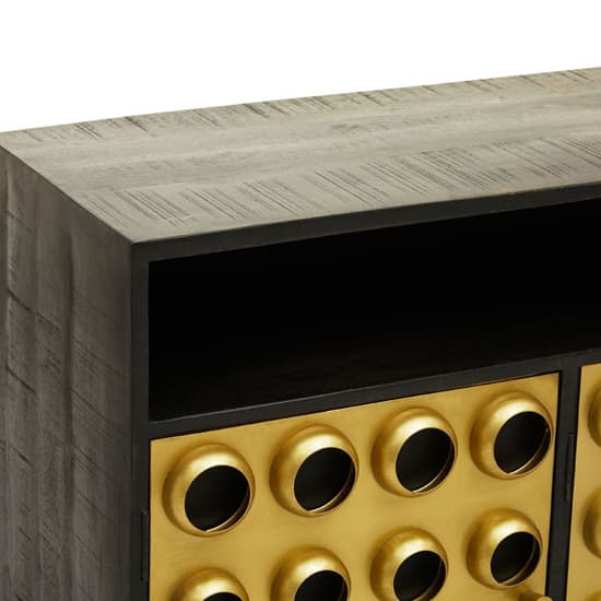 Atria Wooden Sideboard With 3 Doors In Black And Gold