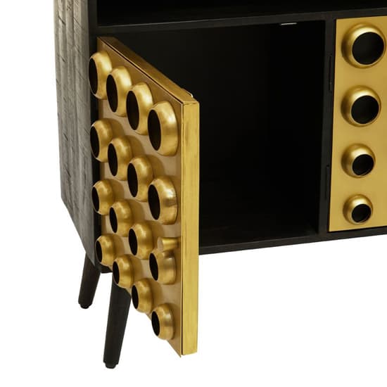 Atria Wooden Sideboard With 3 Doors In Black And Gold