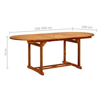 Attic Outdoor Garden Wooden Extending Dining Table In Natural