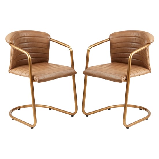 Australis Brown Faux Leather Dining Chairs In Pair