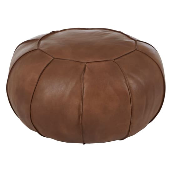 Brown Leather Pouffe by FURCO - Comfortable & Stylish Accent for Living Room