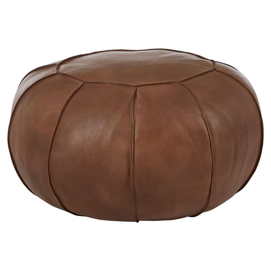 Brown Leather Pouffe by FURCO - Comfortable & Stylish Accent for Living Room