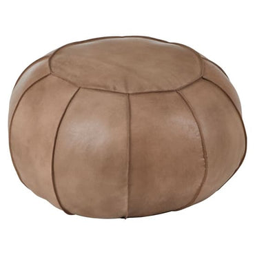 Grey Genuine Leather Pouffe by FURCO - Comfort & Style for Home Decor