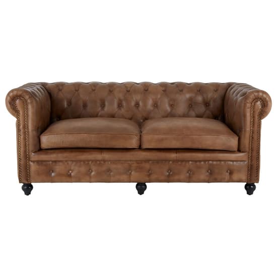 Australis Upholstered Leather 3 Seater Sofa In Brown