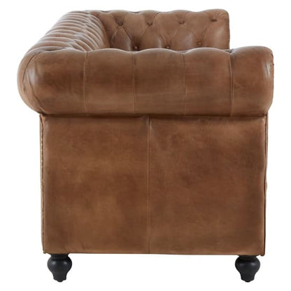 Australis Upholstered Leather 3 Seater Sofa In Brown