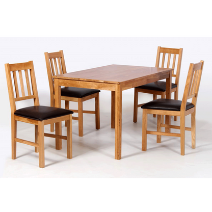 Matlock Solid Oak Dining Chairs with Black PU Seat Pads - Stylish Set of 2 for Timeless Elegance