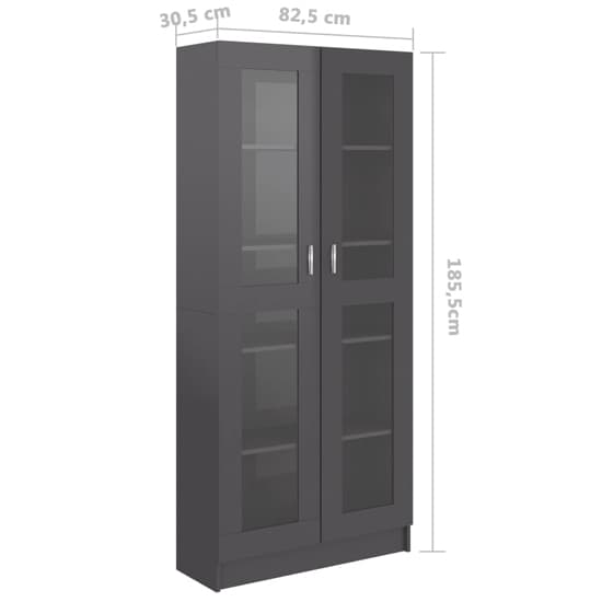 Axtan High Gloss Display Cabinet With 2 Doors In Grey