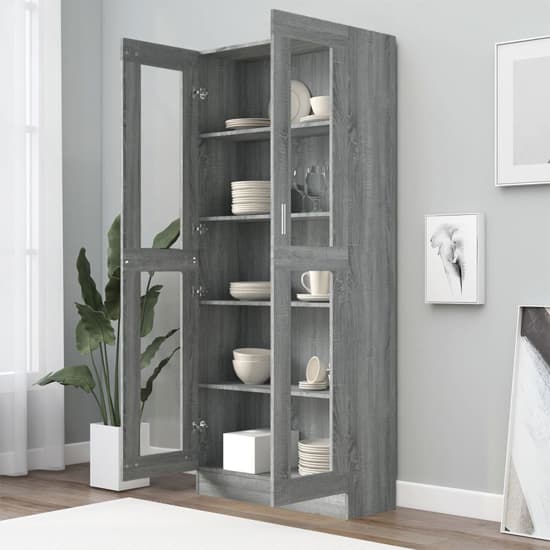 Axtan Wooden Display Cabinet With 2 Doors In Grey Sonoma Oak