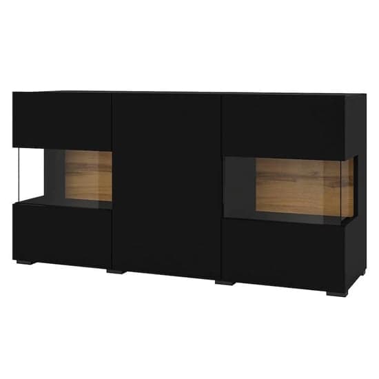 Azusa Wooden Sideboard With 3 Doors In Matt Black