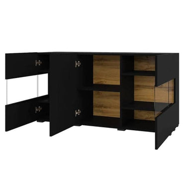 Azusa Wooden Sideboard With 3 Doors In Matt Black