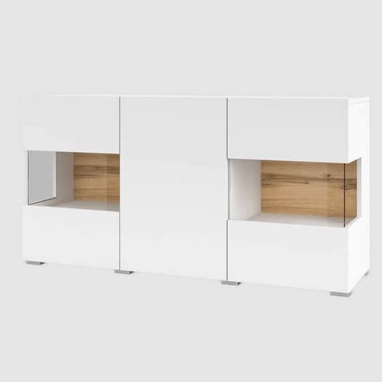 Azusa Wooden Sideboard With 3 Doors In Matt White