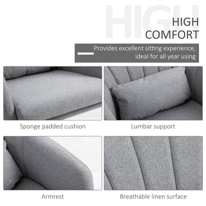 HOMCOM wivel Linen Fabric Accent Chair for Living Room Contemporary Vanity Armchair with Adjustable Height Thick Cushion Lumbar Support Armrest for Bedroom Office Light Grey