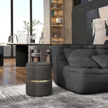 HOMCOM elvet-Feel Storage Ottoman - Grey