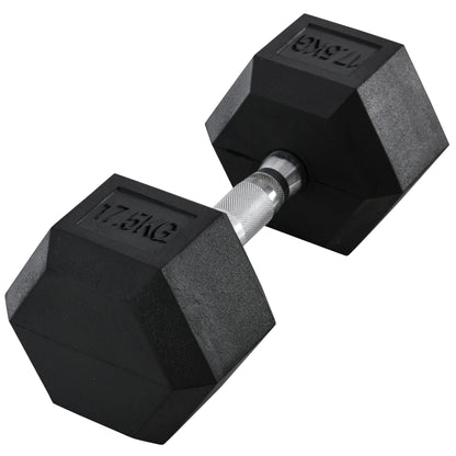 HOMCOM 7.5KG Single Rubber Hex Dumbbell Portable Hand Weights Dumbbell Home Gym