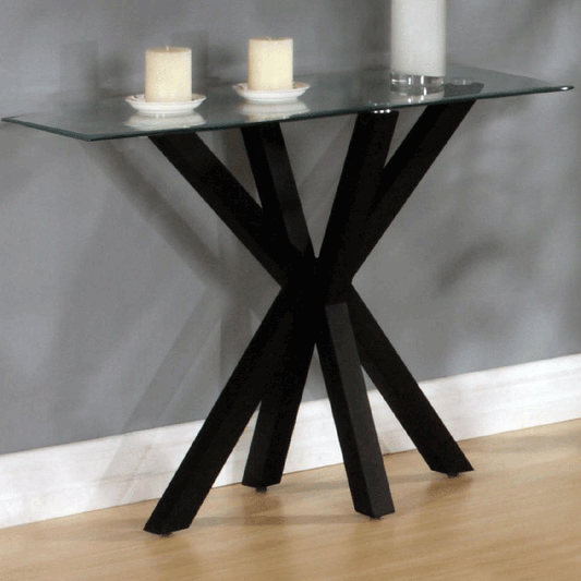 Marlow Elegant Black High Gloss Console Table with Glass Top - Modern Design for Stylish Spaces