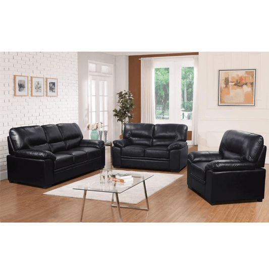 Carlsbad Luxury Leather Gel 1-Seater Sofa Classic Comfort in Black