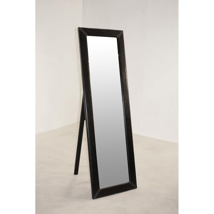 Valparaiso Black Leather Effect Cheval Mirror - Full-Length Elegance for Modern Bedrooms