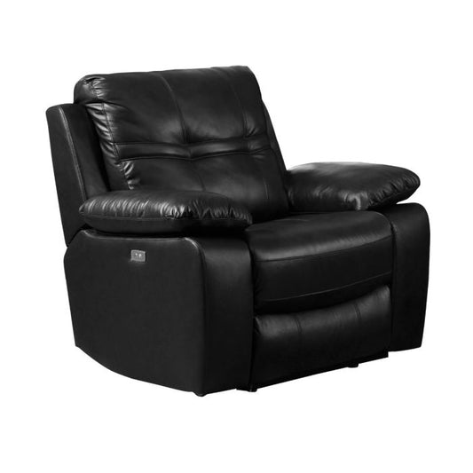 Bellevue Power Recliner Sofa - Black Premium Leather 1-Seater for Ultimate Comfort