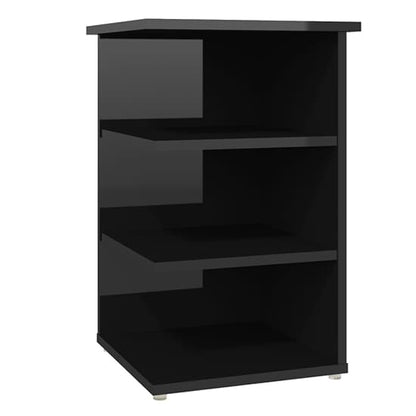 High Gloss Black Side Table with 3 Shelves by FURCO