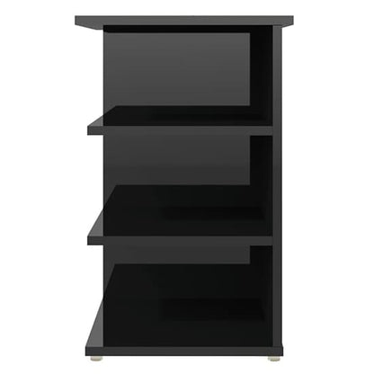 High Gloss Black Side Table with 3 Shelves by FURCO