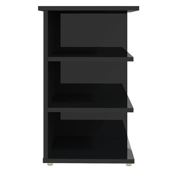 High Gloss Black Side Table with 3 Shelves by FURCO