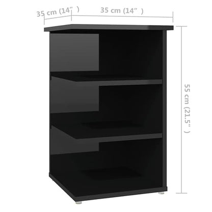 High Gloss Black Side Table with 3 Shelves by FURCO