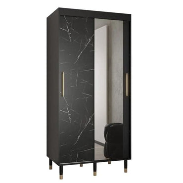 Barrie I Mirrored Sliding Wardrobe | Black | Mirror | 2 Doors | 100cm