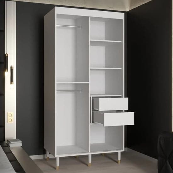 Barrie I Mirrored Wardrobe With Sliding 2 Doors 100cm In White