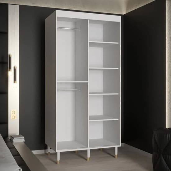 Barrie I Mirrored Wardrobe With Sliding 2 Doors 100cm In White