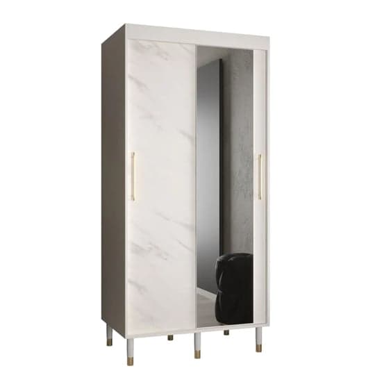 Barrie I Mirrored Wardrobe With Sliding 2 Doors 100cm In White