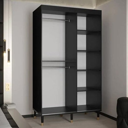 Barrie I Mirrored Wardrobe With Sliding 2 Doors 120cm In Black