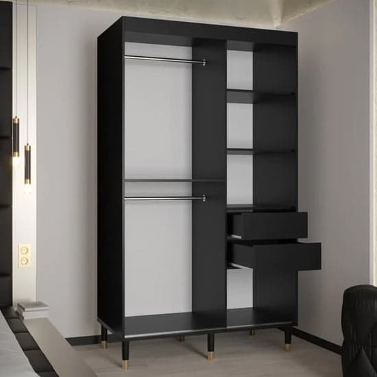 Barrie I Mirrored Wardrobe With Sliding 2 Doors 120cm In Black